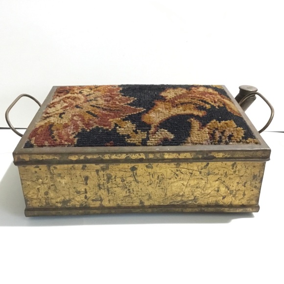 Vintage unique French foot warmer with tapestry - Picture 2 of 13